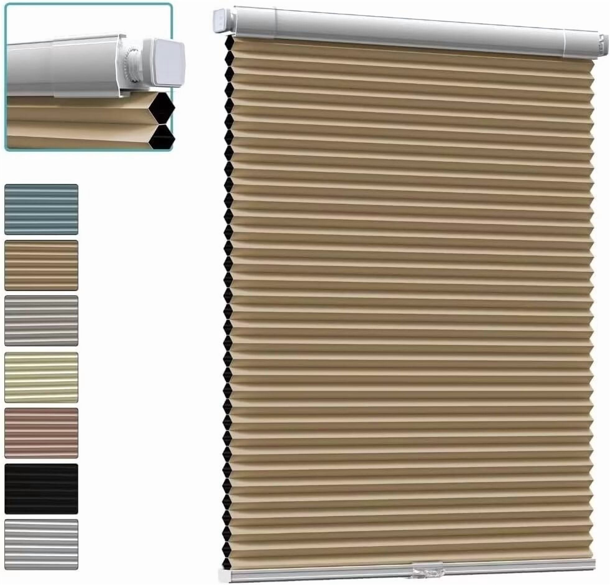 Myshade No Drill Blackout Shades Tension Cordless Cellular Blinds for Indoor Windows No Tools Window Blinds & Shades