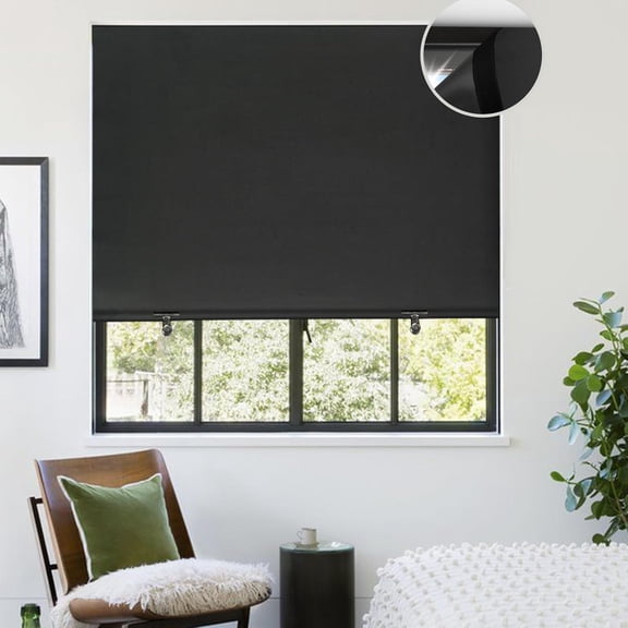 Myshade Portable Blackout Window Cover Roller Blind Screen for Windows No Drill Fabric Blinds for Indoor Windows Pull Down Stick On Temporary Room Darkening Shades for Home Bedroom Travel 2PCS 57*118