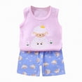 thumbnail image 1 of Myshe Baby Boy Girls Toddler Summer Outfit Short Sleeve T-shirt Elastic Waist Shorts 2 Piece Short Set Summer Outfits For 18-24 Months 2t 3t 4t 5t 6t Summer Outfits kids,Light Purple,4-5 Years, 1 of 5