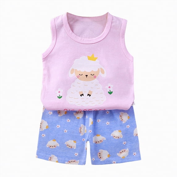 Myshe Baby Boy Girls Toddler Summer Outfit Short Sleeve T-shirt Elastic Waist Shorts 2 Piece Short Set Summer Outfits For 18-24 Months 2t 3t 4t 5t 6t Summer Outfits kids,Light Purple,4-5 Years