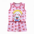 thumbnail image 1 of Myshe Baby Boy Girls Toddler Summer Outfit Short Sleeve T-shirt Elastic Waist Shorts 2 Piece Short Set Summer Outfits For 18-24 Months 2t 3t 4t 5t 6t Summer Outfits kids,Pink,4-5 Years, 1 of 5