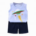 thumbnail image 1 of Myshe Baby Boy Girls Toddler Summer Outfit Short Sleeve T-shirt Elastic Waist Shorts 2 Piece Short Set Summer Outfits For 18-24 Months 2t 3t 4t 5t 6t Summer Outfits kids,Navy,2-3 Years, 1 of 5