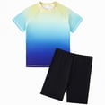thumbnail image 1 of Myshe Boys Swim Sets Kids Rash Guard Long Sleeve Swimsuits with Swim Trunks Boys Bathing Suit,Blue,12-13 Years, 1 of 7