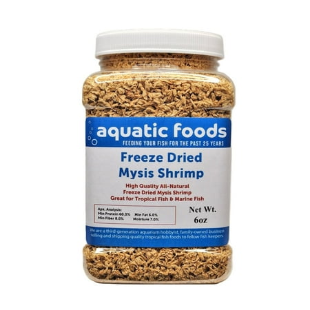 Mysis Shrimp--Freeze Dried Floating Small Mysis Shrimp for All Tropical Fish, Marine Fish, Baby Koi & Pond Fish, Baby Turtles…6oz Med Jar