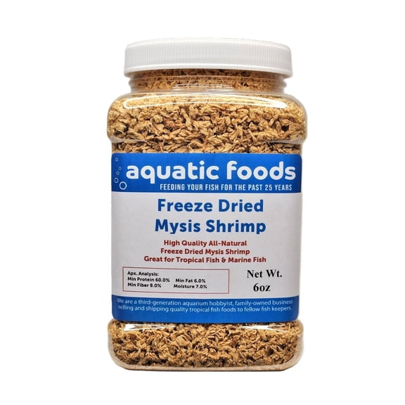 Mysis Shrimp--Freeze Dried Floating Small Mysis Shrimp for All Tropical Fish, Marine Fish, Baby Koi & Pond Fish, Baby Turtles6oz Med Jar