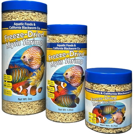 Mysis Shrimp, Freeze Dried Mysis Shrimp for Marine Fish, Corals, Anemones, Cichlids, Discus, Goldfish, Bettas, All Tropical Fish 0.7oz Canister