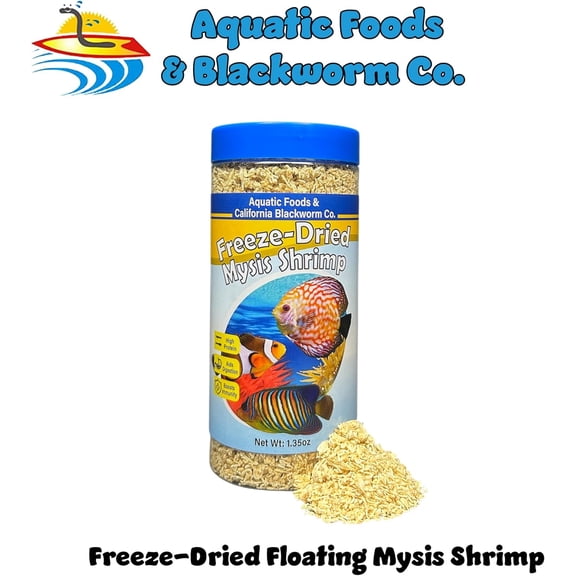 Mysis Shrimp, Freeze Dried Mysis Shrimp for Marine Fish, Corals, Anemones, Cichlids, Discus, Goldfish, Bettas, All Tropical Fish 2oz Canister