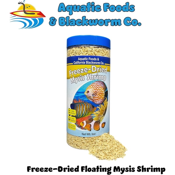 Mysis Shrimp, Freeze Dried Mysis Shrimp for Marine Fish, Corals, Anemones, Cichlids, Discus, Goldfish, Bettas, All Tropical Fish 3oz Canister