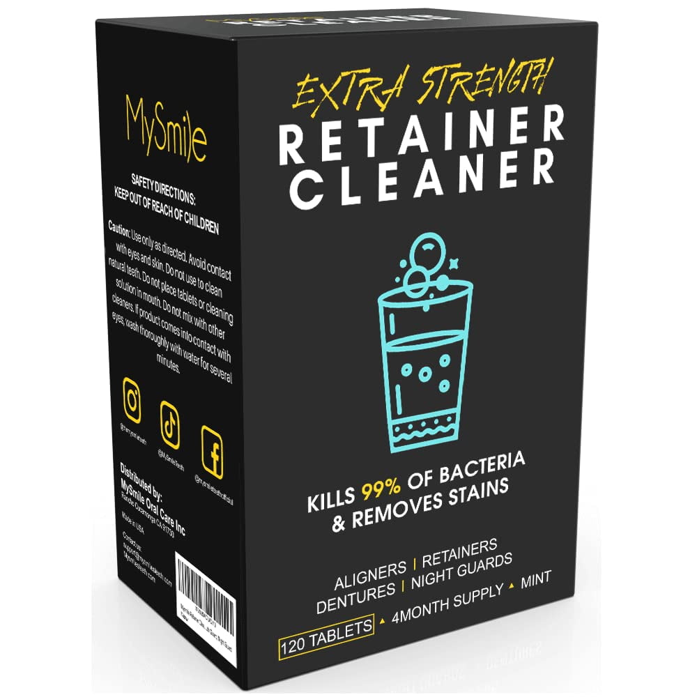Mysmile Retainer Cleaner with 120 Denture Cleaning Tablets, Removes