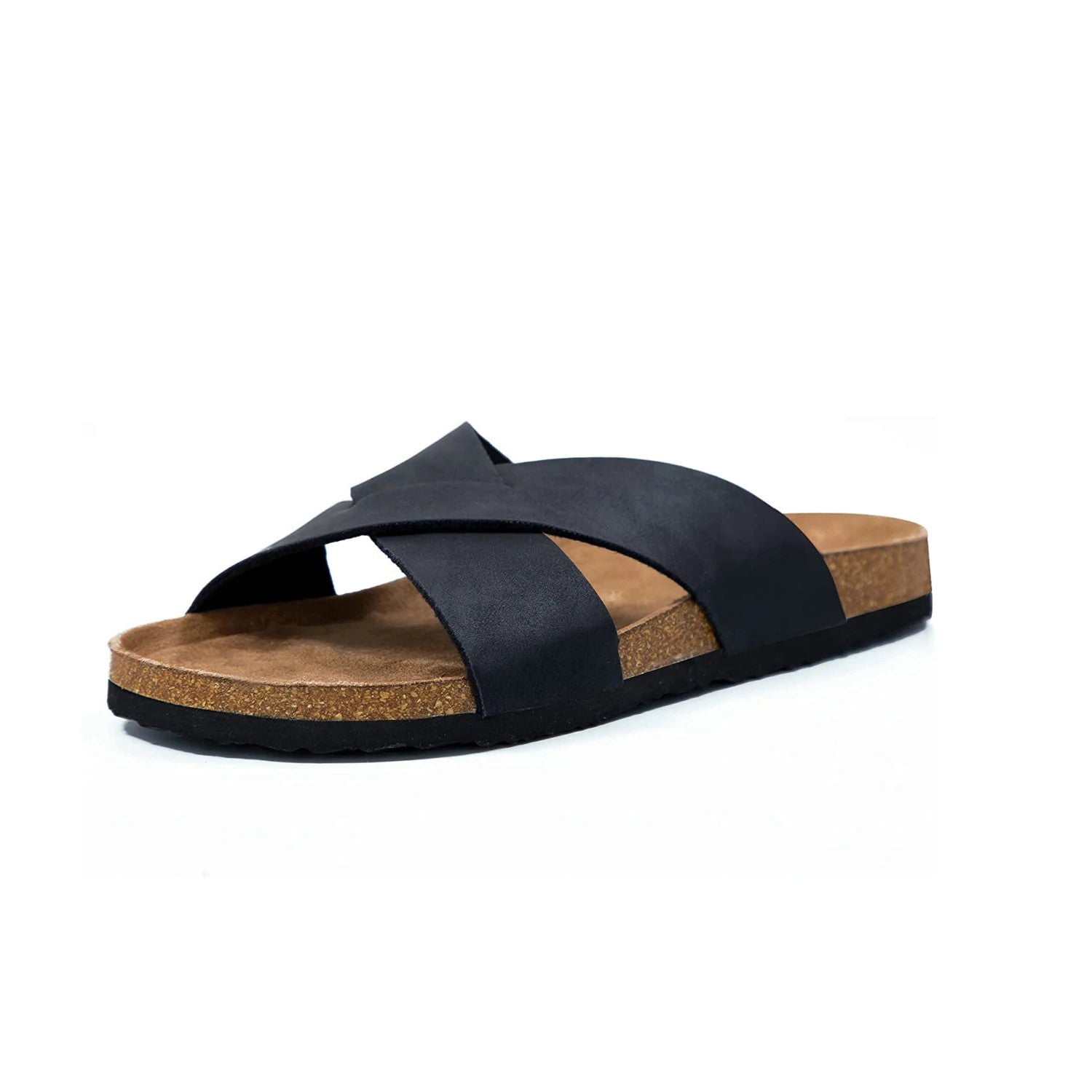 Mysoft Men's Summer Black Open Toe Cork Footbed Lightweight Sandals Size 10