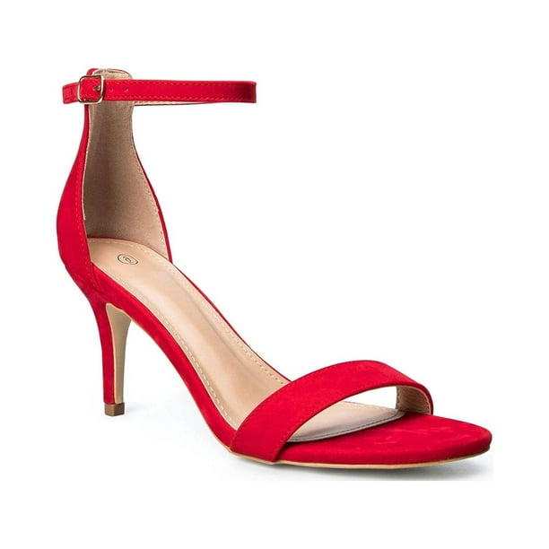 Mysoft Women Stilettos Pump Ankle Strap Heel Sandals(Red,8) - Walmart.com