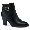 Mysoft Women's Fashion Zipper Booties Black Ankle Boots Buckle Strap