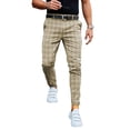 thumbnail image 1 of Mysszz Check Slim Pantaloons Trousers Zip Pockets Men Casual Pants, 1 of 2