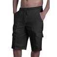 thumbnail image 1 of Mysszz Men's Casual Pantaloons Elastic Waist Pockets Drawstring Cotton Linen Shorts, 1 of 2