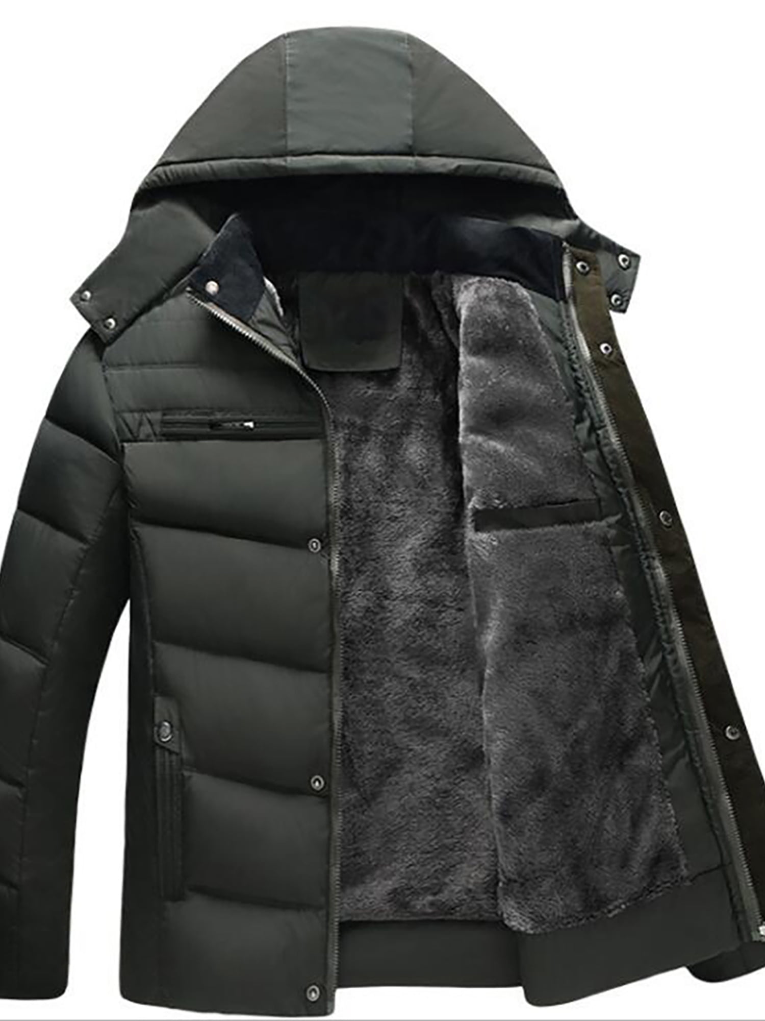 Men s Winter Thermal Jacket with Detachable Cap Size M 2XL