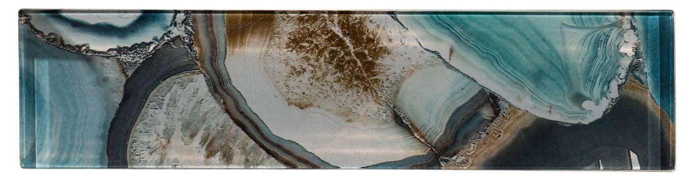 Myst Capri Blue 3-in. x 12-in. Subway Brick Joint Marble Look Polished Glass Mosaic Wall Tile