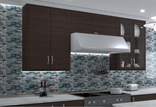 Myst Capri Blue Brick Joint Marble Look Polished Glass Mosaic Wall Tile