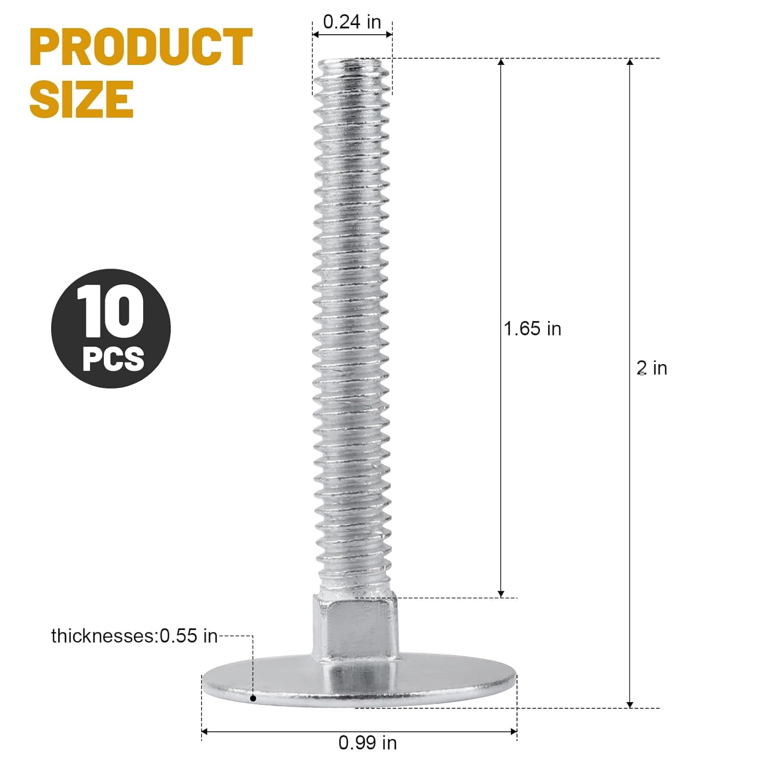Baltimore Hardware Hanger Bolts, 1/4-20 X 2, High-Strength Zinc-Coated