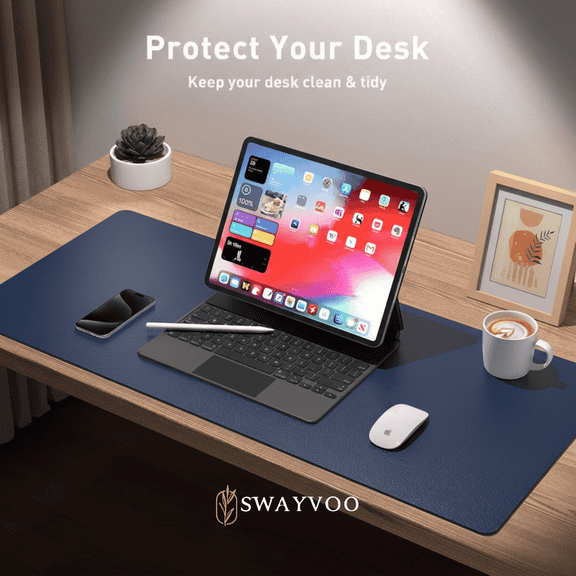 Swayvoo Desk Pad Protector, 31.5" × 15.7" PU Leather Mouse Pad, Office Desk Mat, Non-Slip Desk Blotter, Waterproof Laptop Writing Pad for Office, Home & Gaming