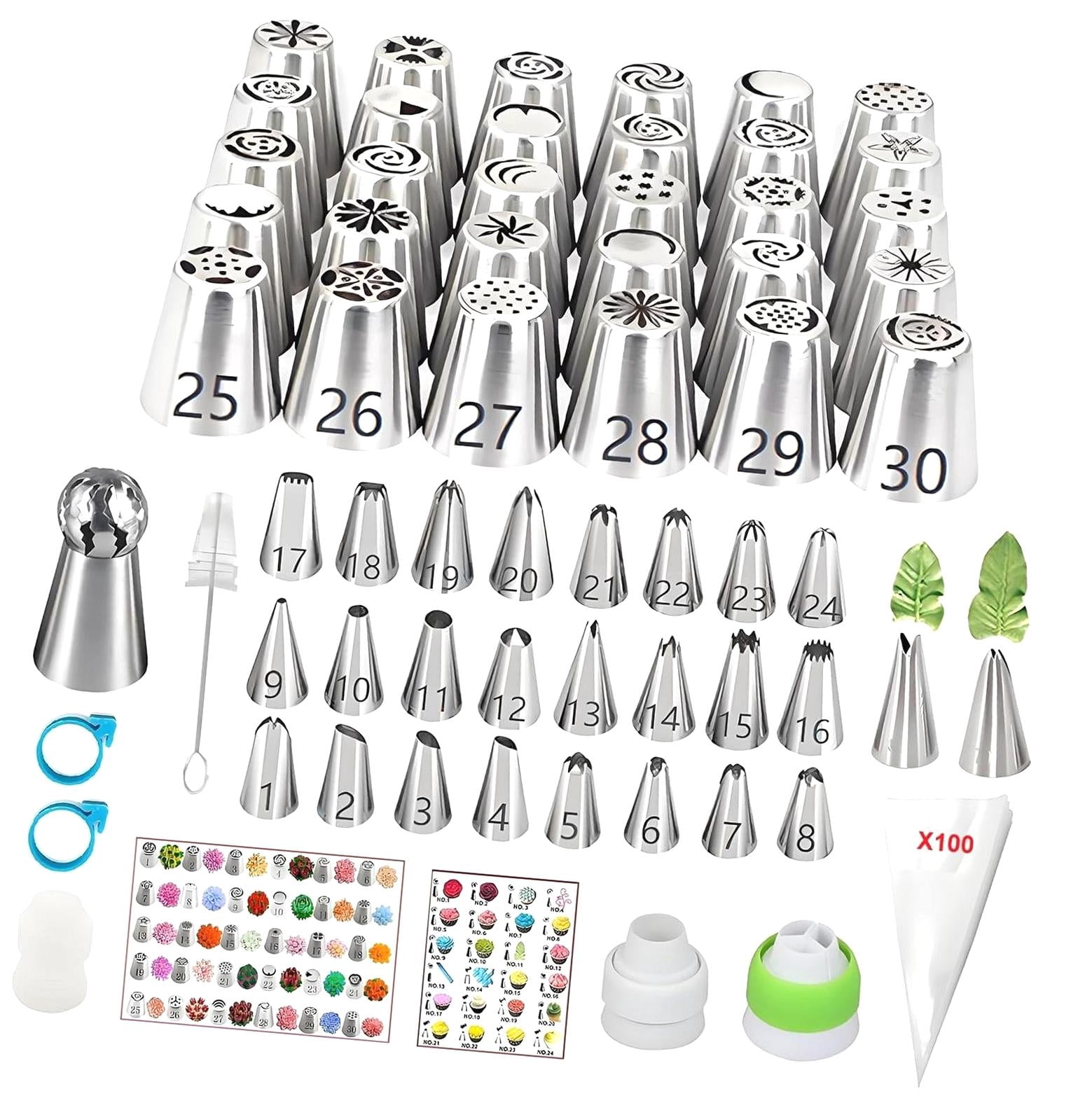 Russian Piping Tips ANSLYQA 166 Pcs Set, With 30 Numbered Flower Piping ...