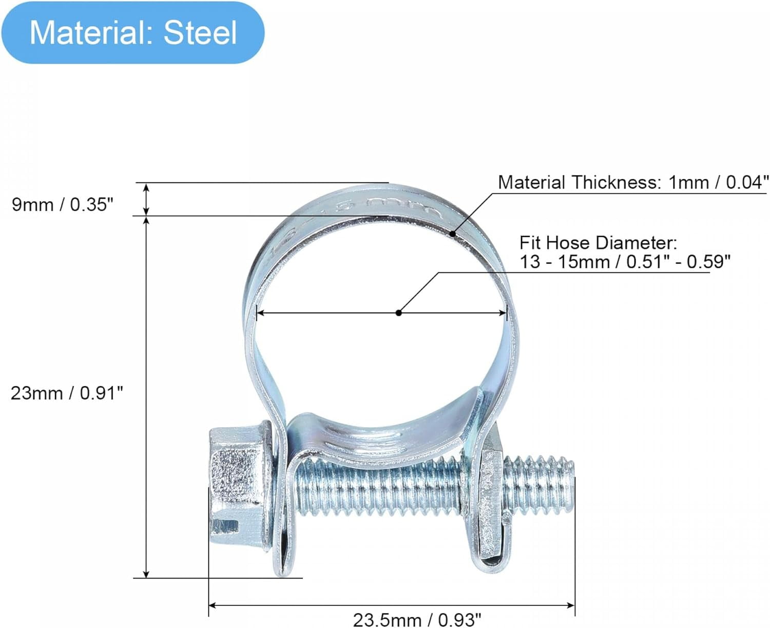 Myst Design 17-19mm Mini Fuel Injection Hose Clamp Set, Zinc Plated ...