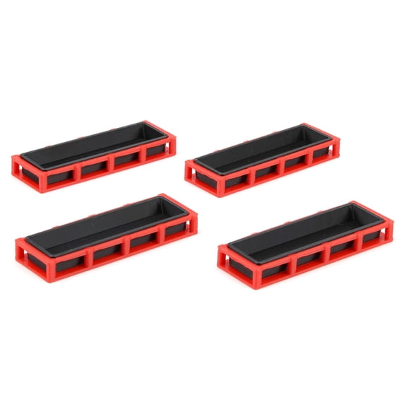 REVD 1/64 Red & Black Cattle Feed Trough 4-Pack, 3D Printed, RVD1011