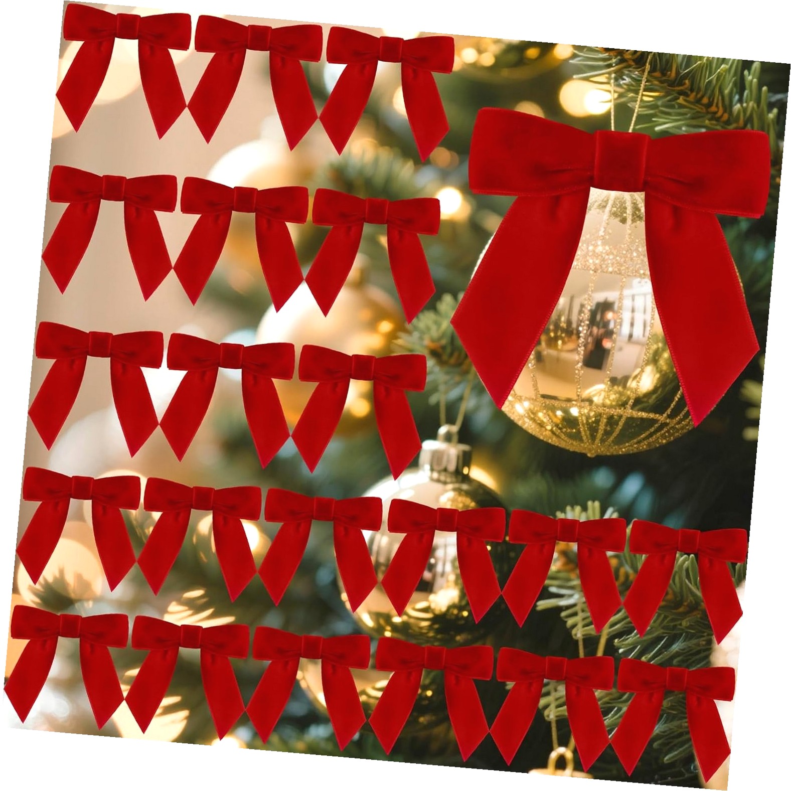 Myst Design 30 Pcs Velvet Bows 3.5" 3.5" Pre-Tied Christmas Velvet Bows ...