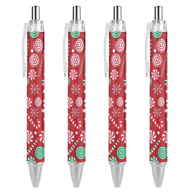 Myst Design 4 PCS Ballpoint Pen Black Ink Ball Pen, Pattern Christmas