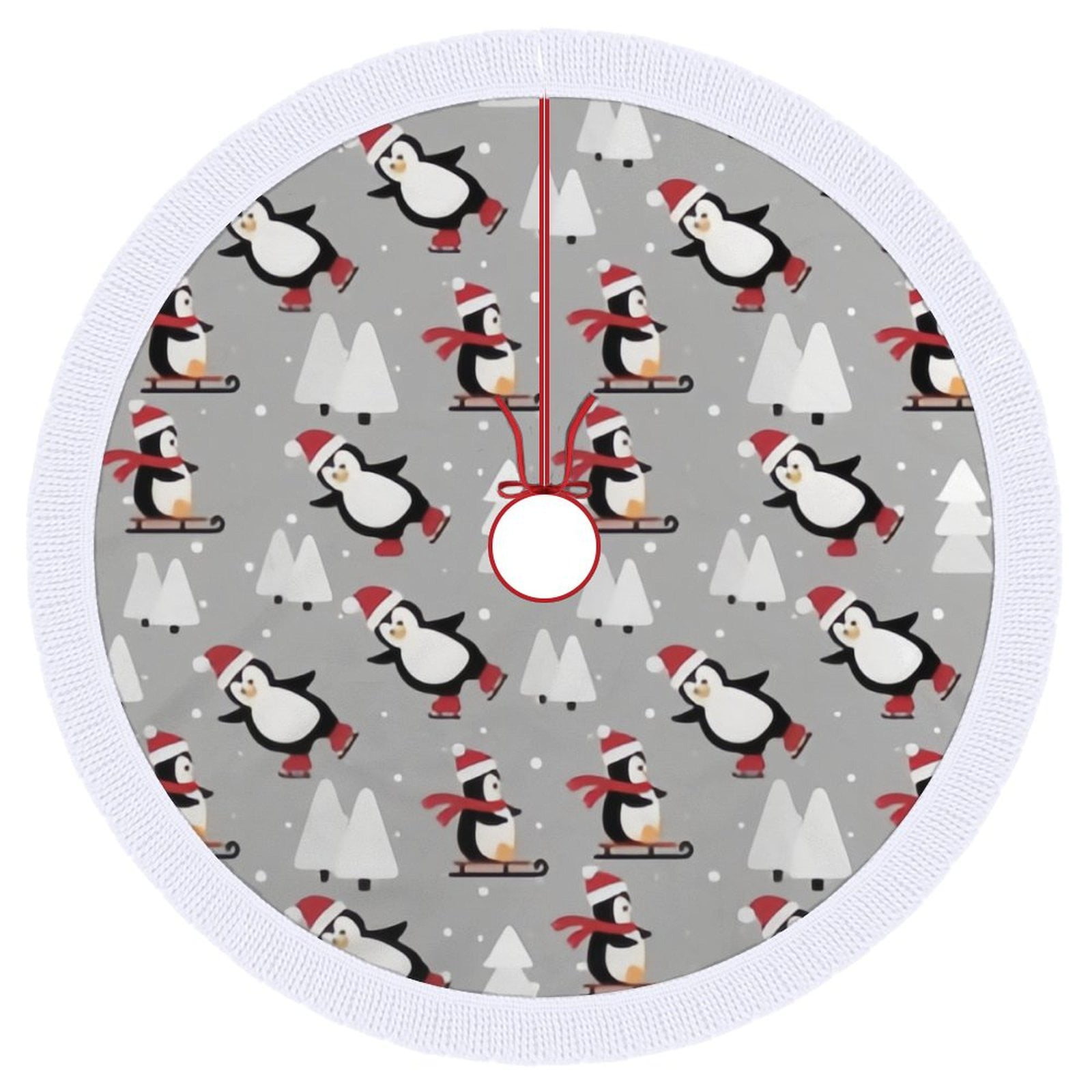 Myst Design 48 Inch Christmas Tree Skirt with Tassel Lace, Merry