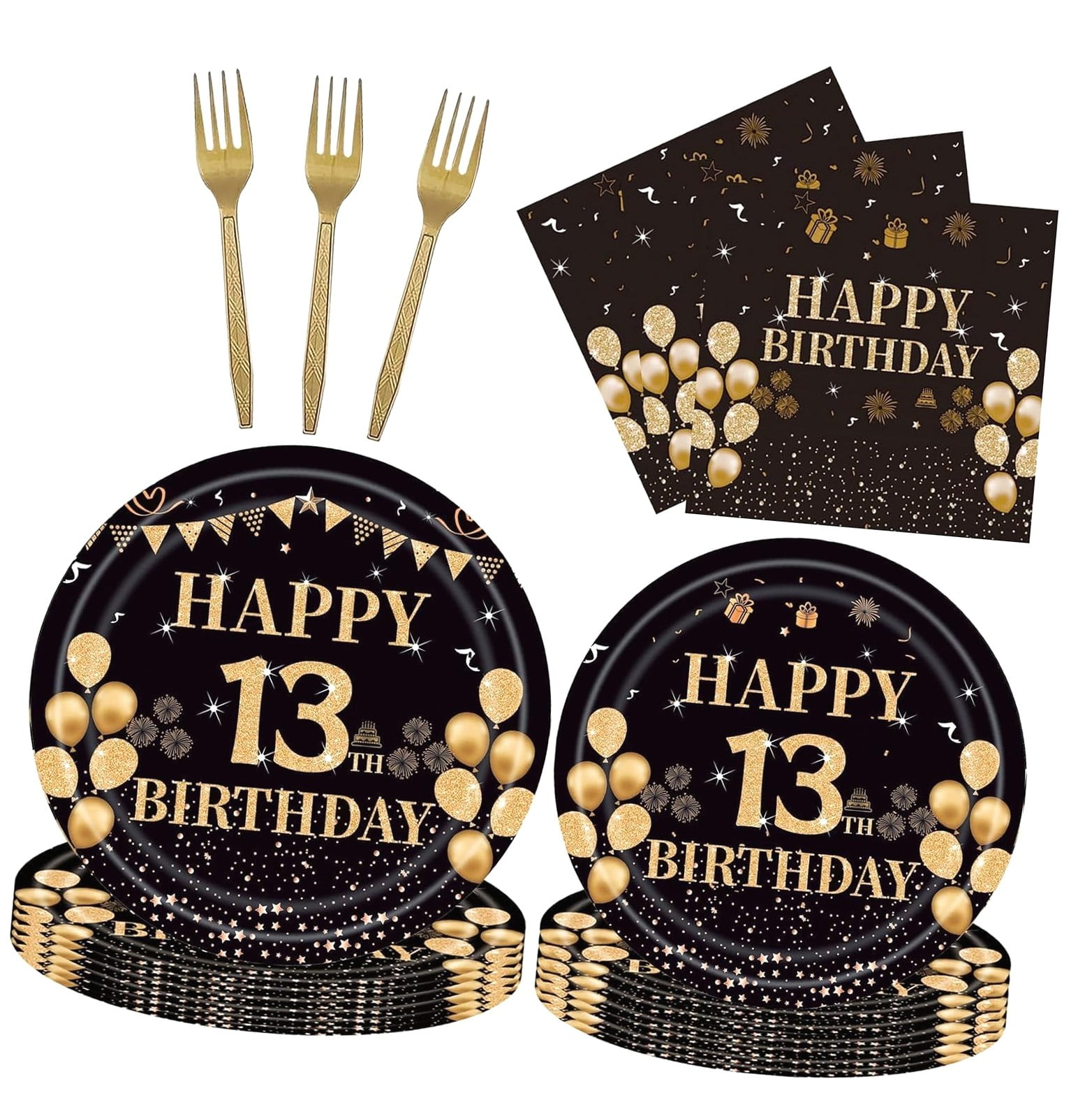 Myst Design 96Pcs 13th Birthday Plates and Napkins Set, 13th Birthday — free download