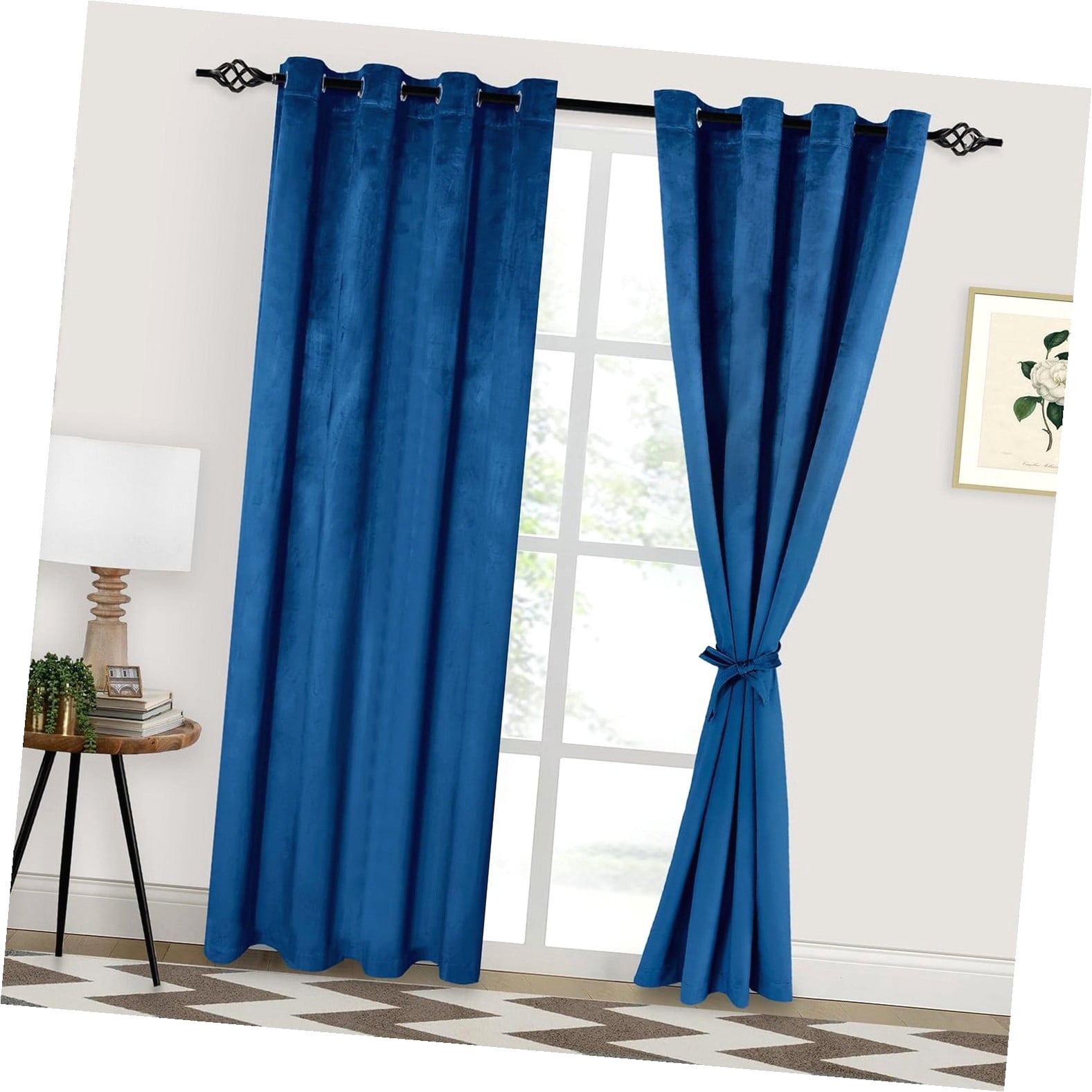 Myst Design Blue Velvet Curtains 84 Inches Long, Soft Curtains Room ...