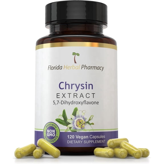 Florida Herbal Pharmacy, Chrysin 5, 7 - Dihydroxyflavone Supplement Capsules (120 Capsules), 4 Months Supply