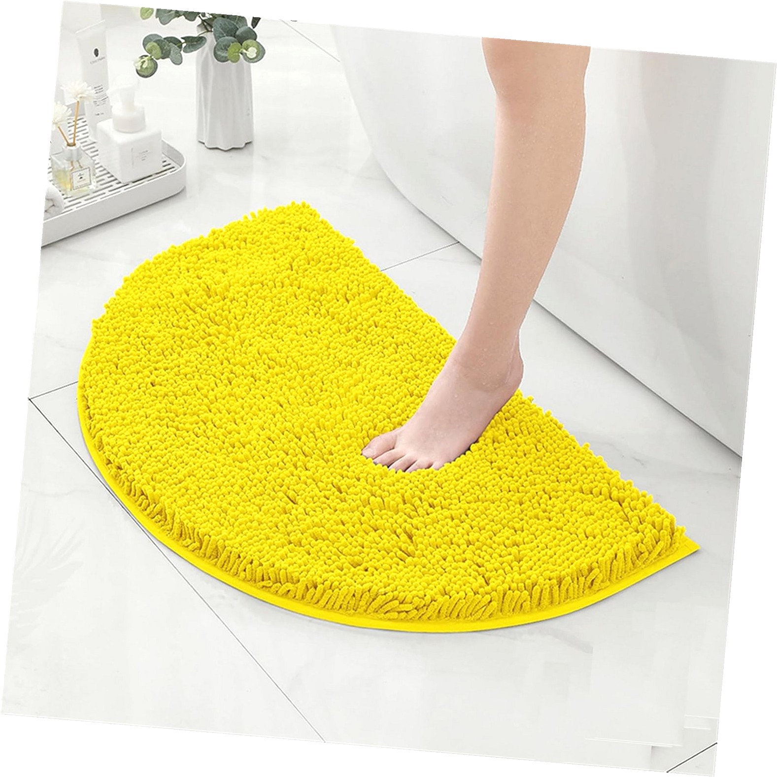 Water Absorption Rug Myst Design Chenille Half Circle Bathroom Rug, Water Absorbent Mat ...