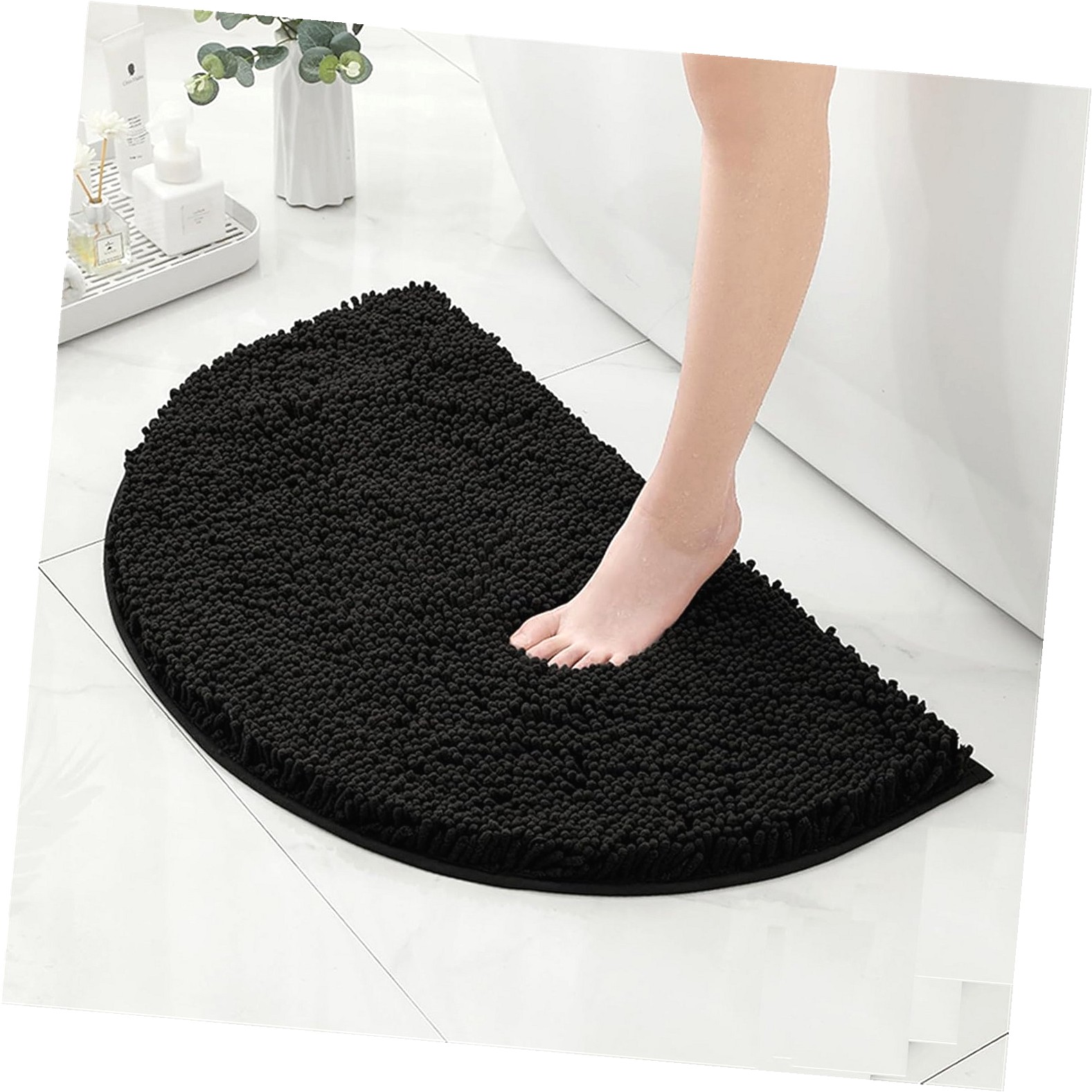 Water Absorption Rug Myst Design Chenille Half Circle Bathroom Rug, Water Absorbent Mat ...