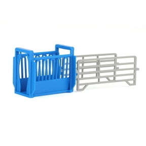 REVD 1/64 Blue Cattle Squeeze Chute with Corral Panels, 3D Printed, RVD1035