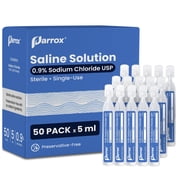 Parrox Saline Solution Single-Use Vials 50 Count, Multipurpose Personal Care