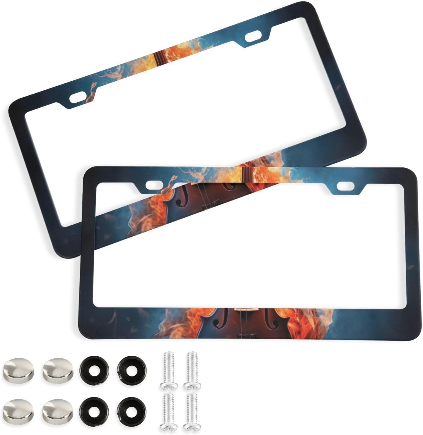 2-Pack Tie Dye Paw Print License Plate Frames - Aluminum Metal With Screw Covers, Standard US Size