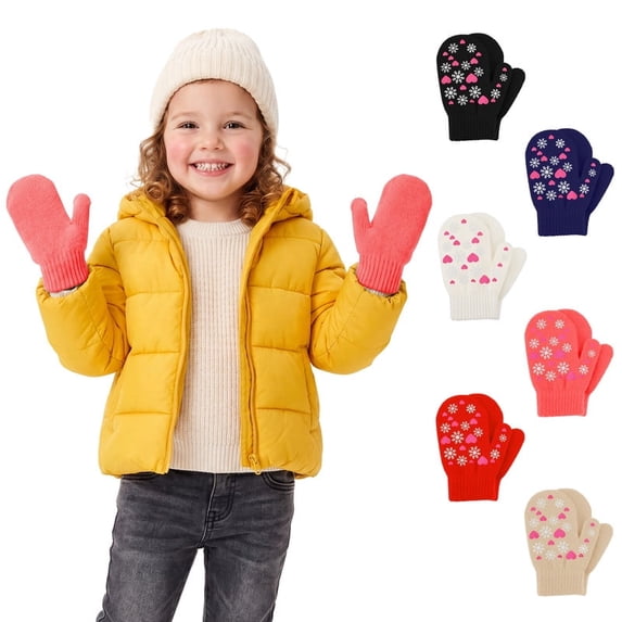Cooraby 6 Pairs Toddler Magic Stretch Mittens Winter Unisex Baby Knitted Gloves Mittens