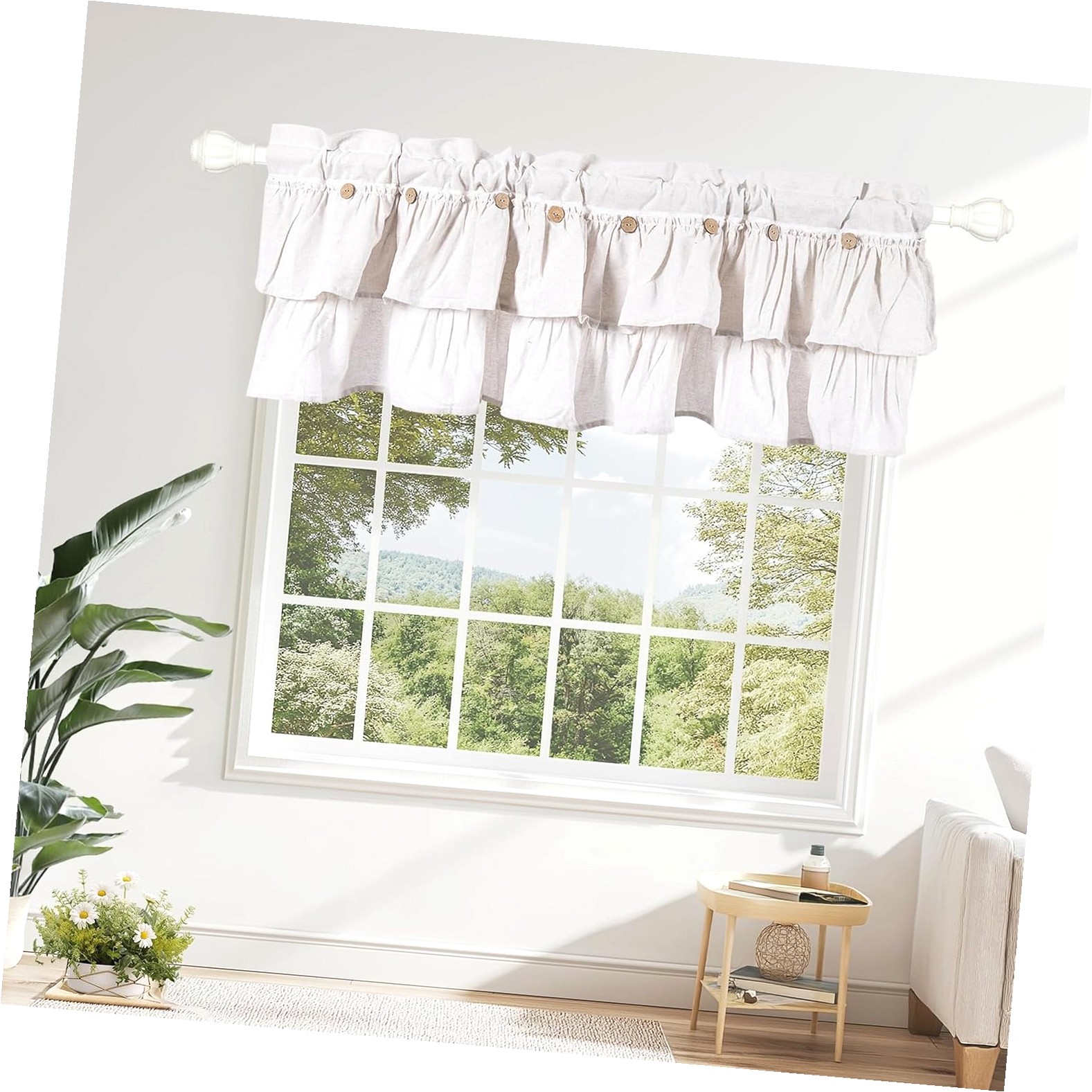Myst Design Linen Valance for Farmhouse Living Room 18 Inch Double ...