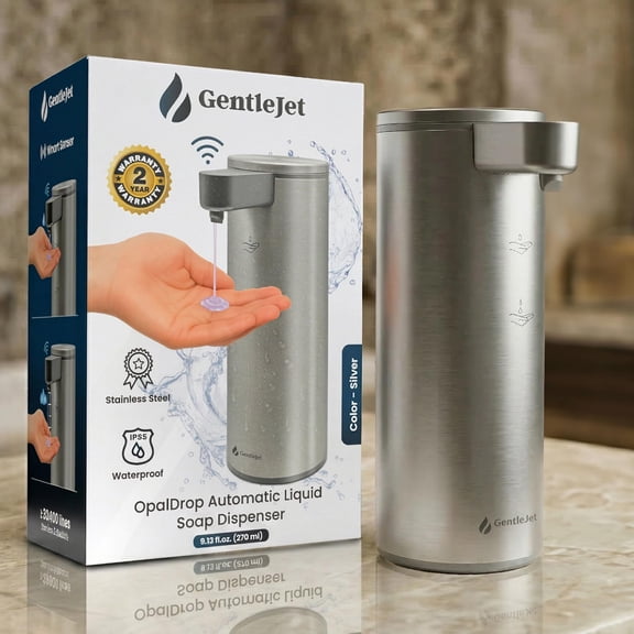 GentleJet OpalDrop Liquid Soap Dispenser Silver White