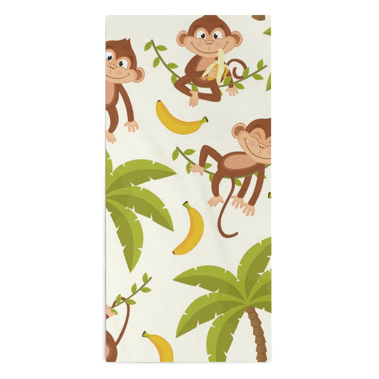 Myst Design Microfiber Hand Towels for Bathroom - Pattern Monkey Palm Tree Soft Face Towels ...