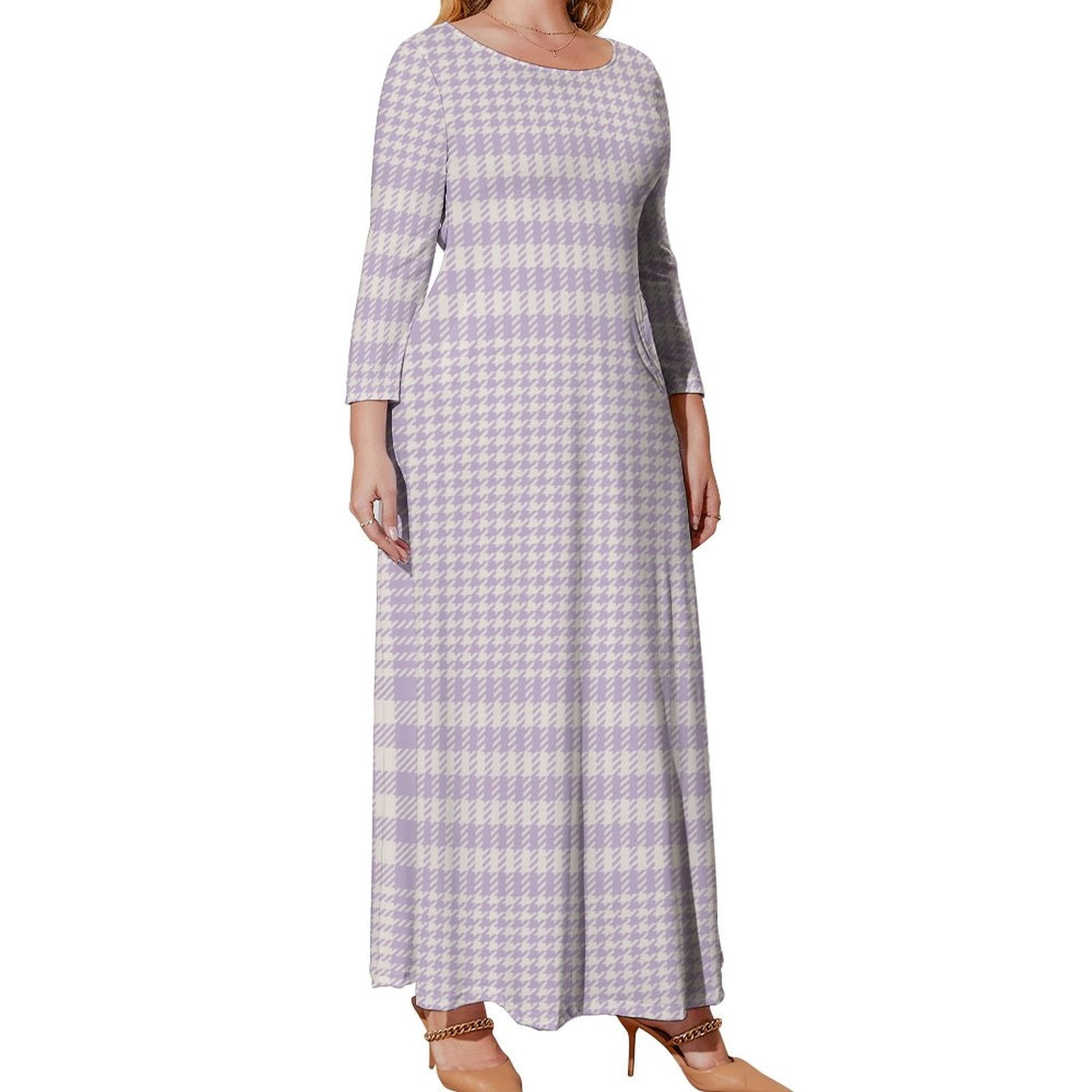 OFEEFAN Women's Long Sleeve Button Side Dress With Pockets - A-Line Flowy Tunic, Ae-Purple, XX-Large