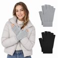 thumbnail image 1 of Cooraby 2 Pairs Thickened Warm Half Finger Gloves Winter Knitted Fingerless Gloves for Men and Women, 1 of 6