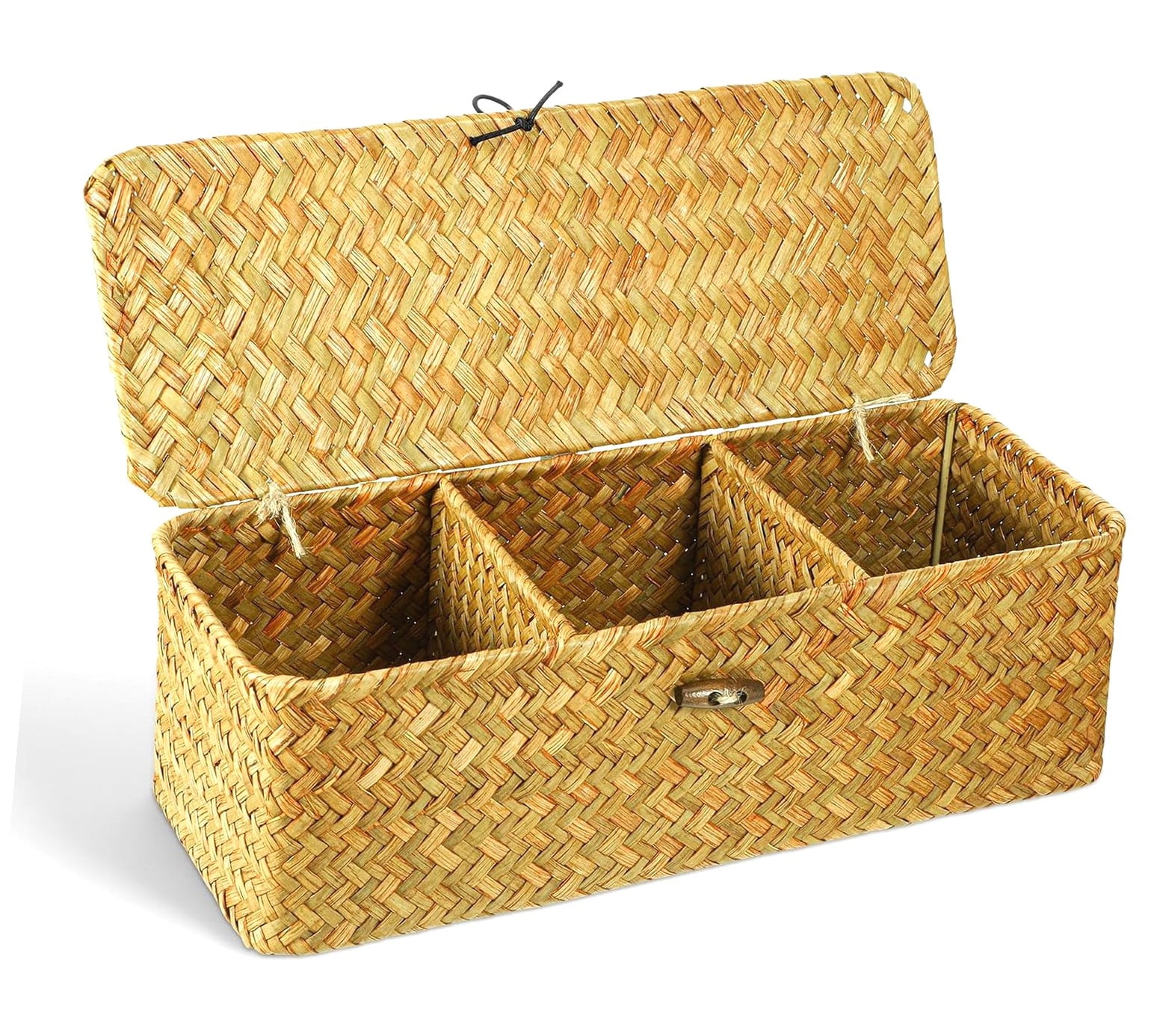 Industrial Woven Storage Containers Reference: Myst Design Storage Basket With Cover 3 Compartment Woven Storage