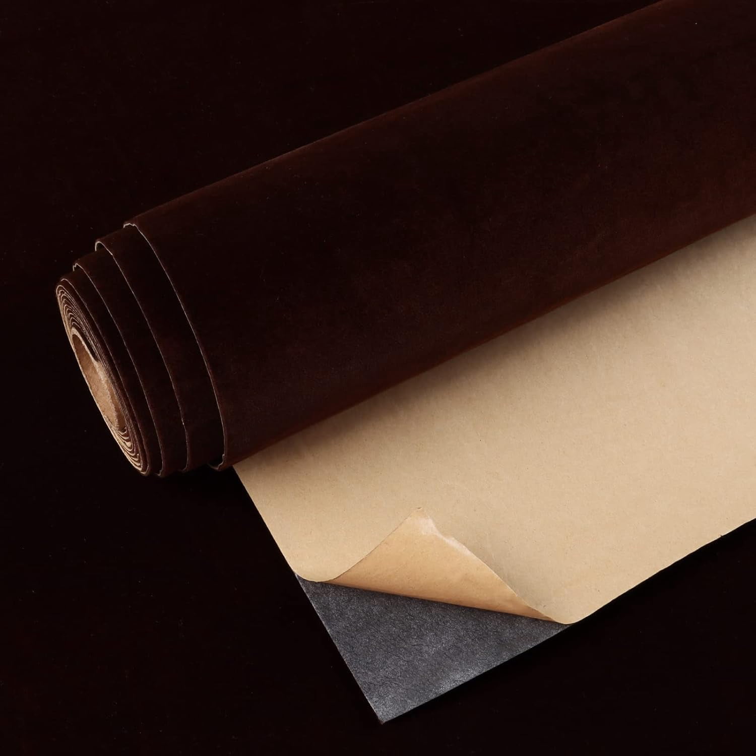 Myst Design Velvet Flock Contact Paper Liner for Jewelry Drawer 15.7''x118'' Brown Velvet Felt Roll Soft Velvet Wallpaper and Stick for Dresser Liners