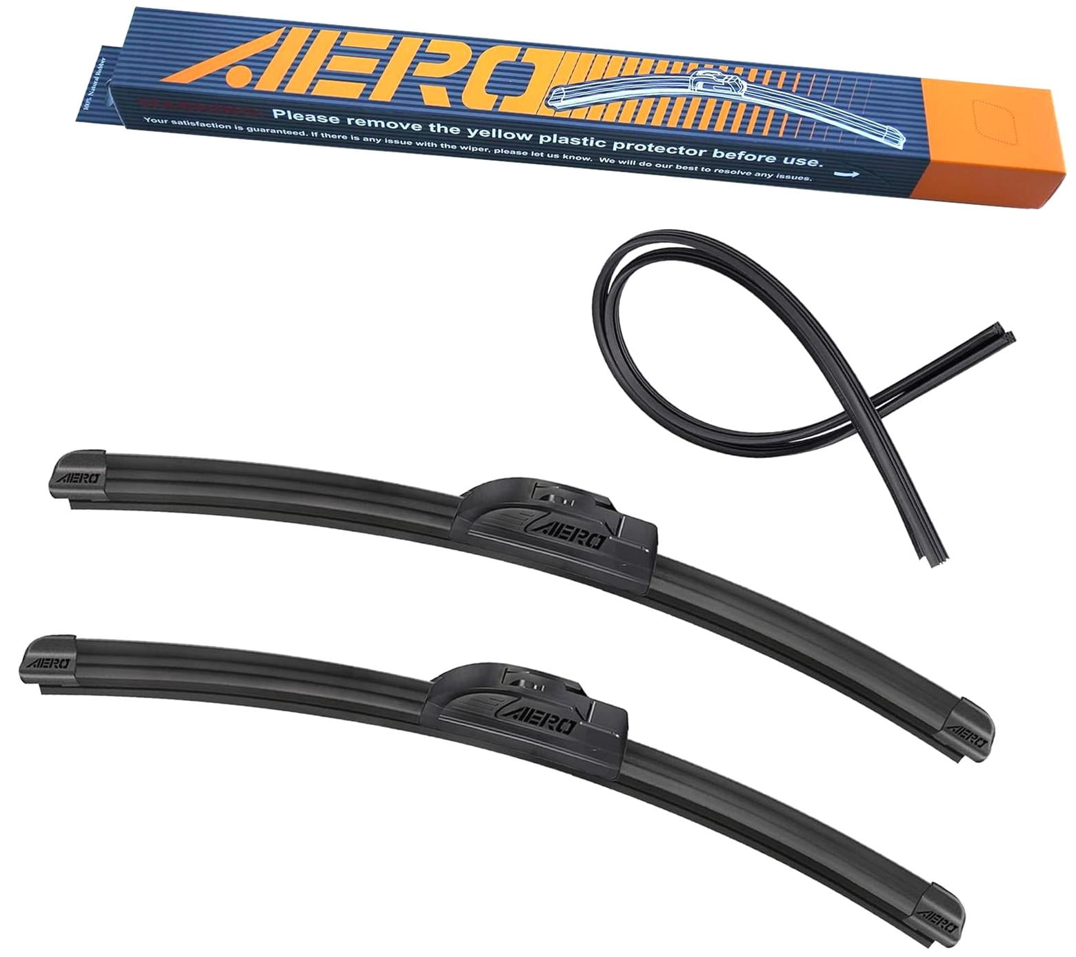 Set Of 2 All-Season Wiper Blades (22" & 19") - Universal J-Hook Fit, Framed, Aerodynamic, 1-Year Warranty