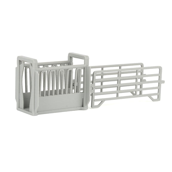 REVD 1/64 Gray Cattle Squeeze Chute with Corral Panels, 3D Printed, RVD1034