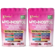 Parrox Myo-Inositol & D-Chiro Inositol Gummies with Berberine, Vitamins D3+K2, B12, Folate, Zinc, Magnesium, Ashwagandha, Chasteberry, Bioperine, DIM - 16 in 1 Supplement - 90 Gummies 2 Pack