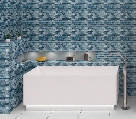 Myst Lake Blue Glass Brick Joint Mosaic Tile
