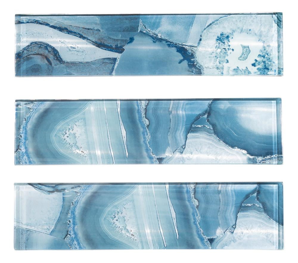 Myst 3" x 12" Polished Blue Glass Subway Wall Tile